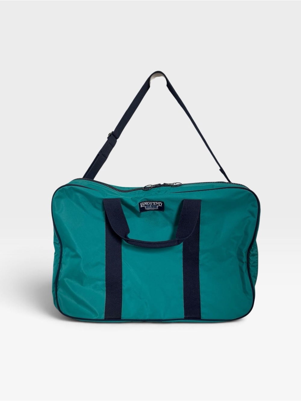 Lands' End Teal Travel Duffel with Navy Straps